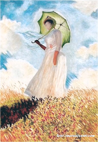 Donna con parasole girata verso sinistra Falsi d'autore